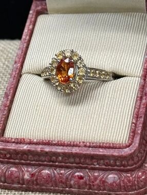 Sterling Silver Viceroy Spessartite Garnet & Brazilian Citrine Ring SZ 7
